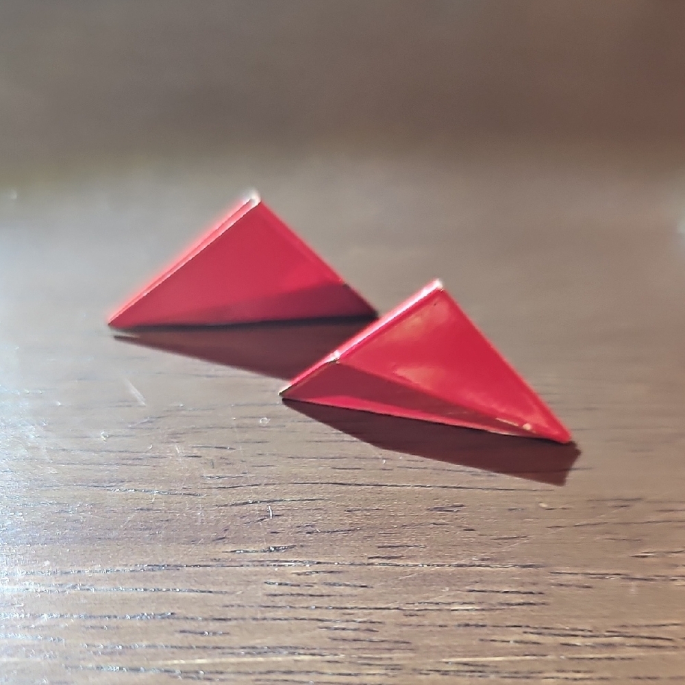 Red Triangle Earrings